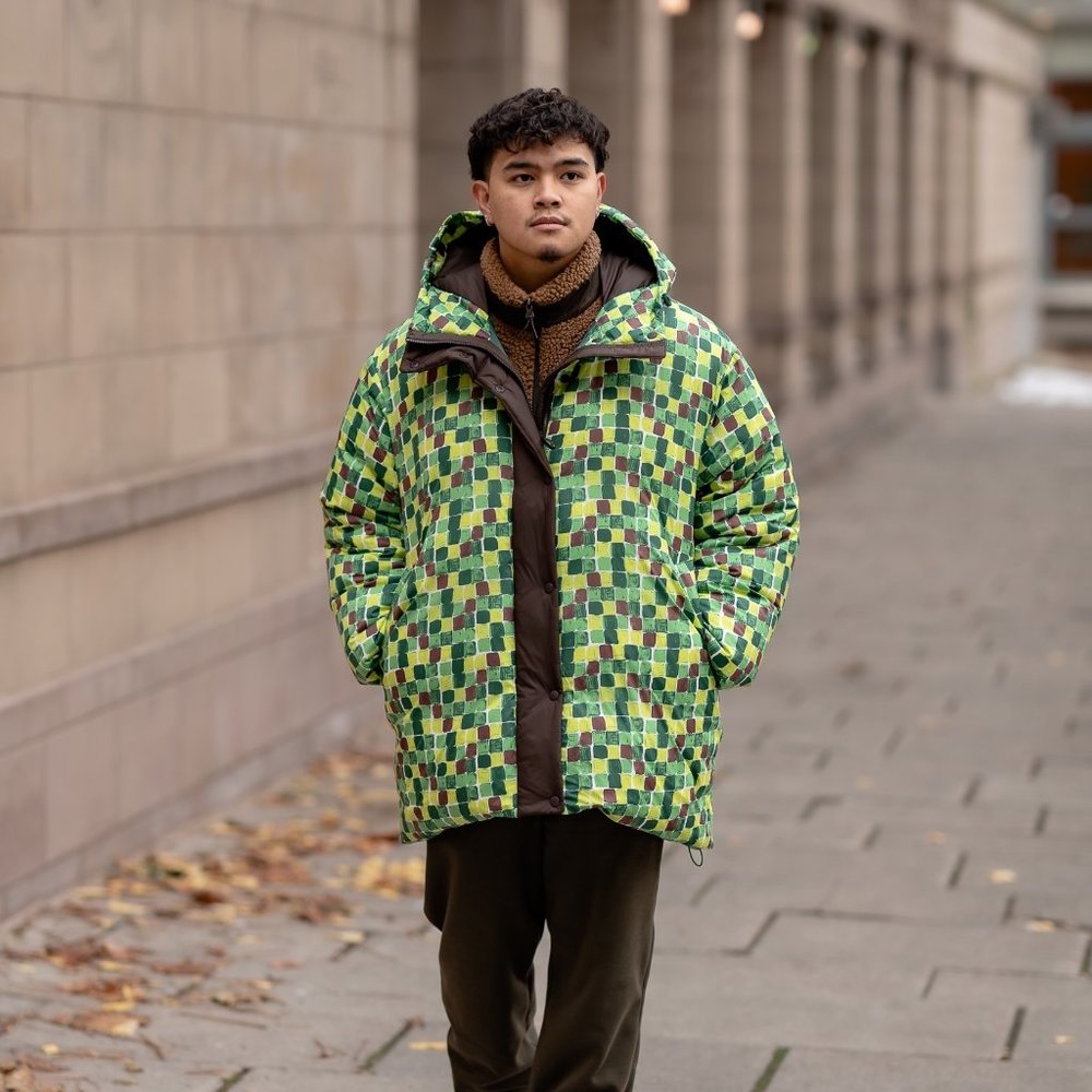 UNIQLO Down Oversized Hooded Coat (Printed, MARNI) XL new with tag nwt green - Picture 3 of 13
